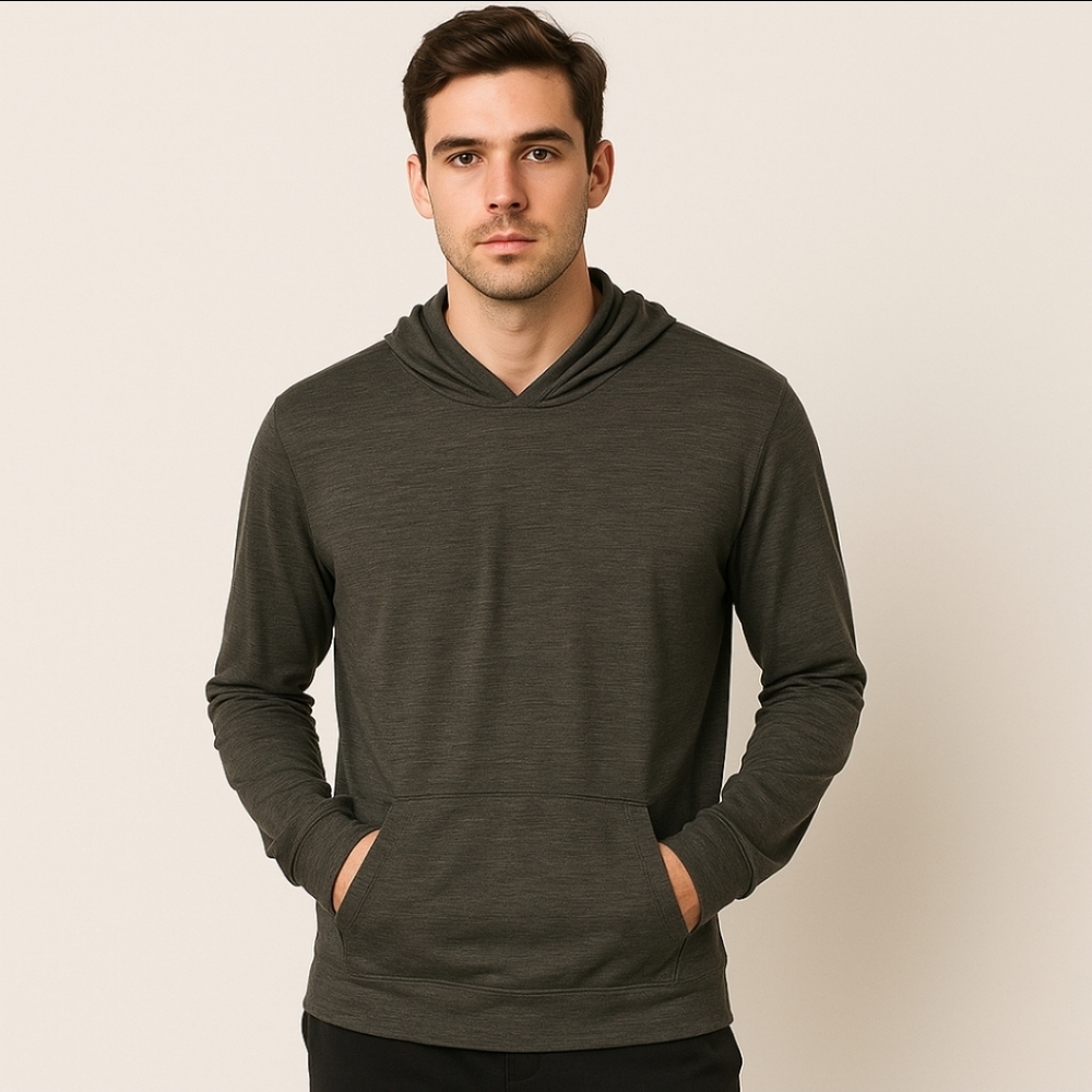 Kyodan Gray Thin Mens Kangaroo Pocket Hoodie Sz Med